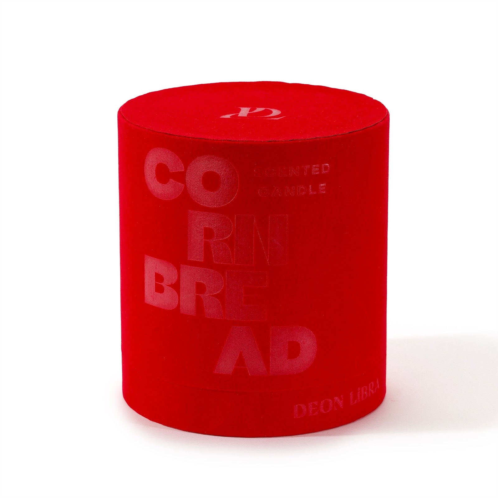 Red flocked round tube box for candles