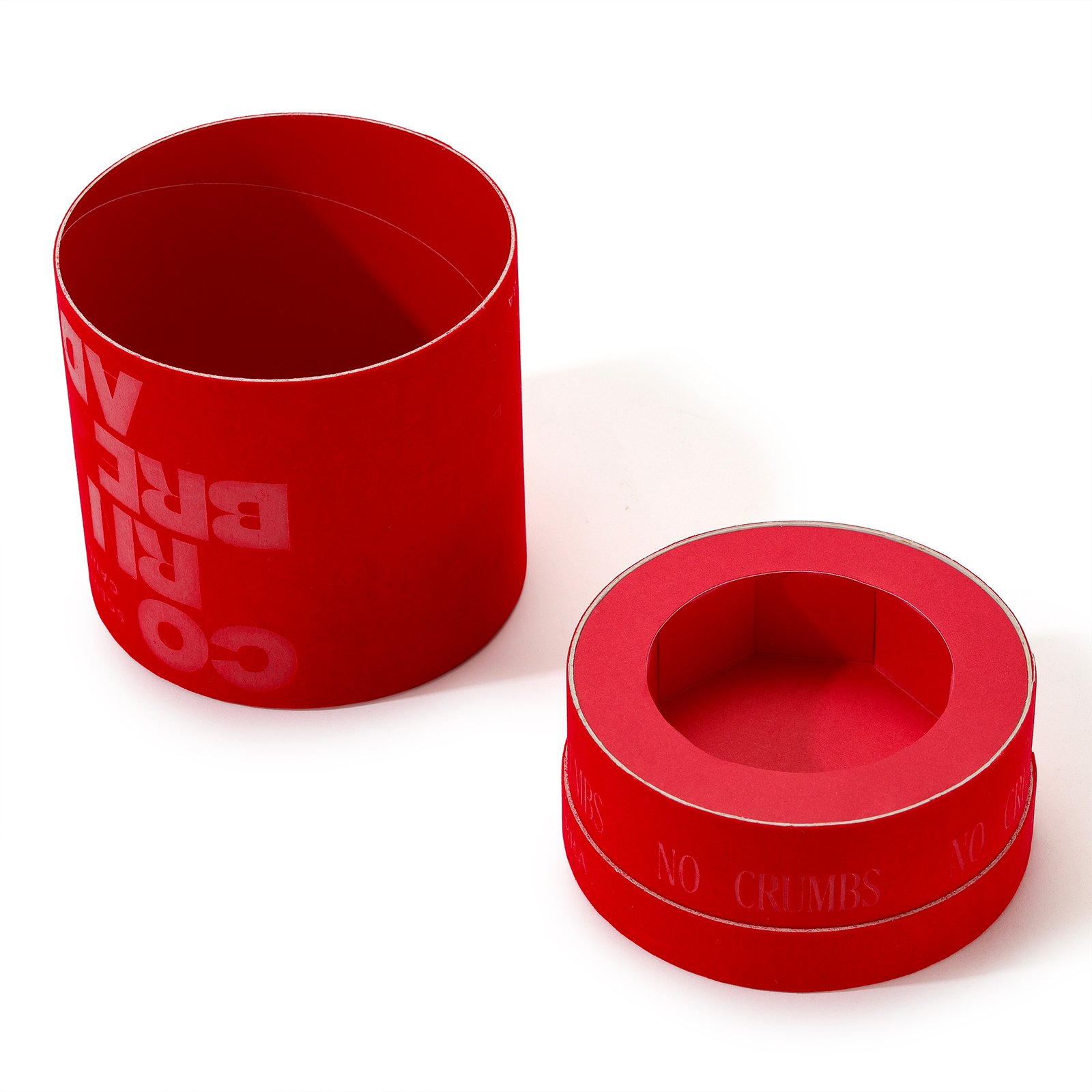 Red flocked tube box view 5