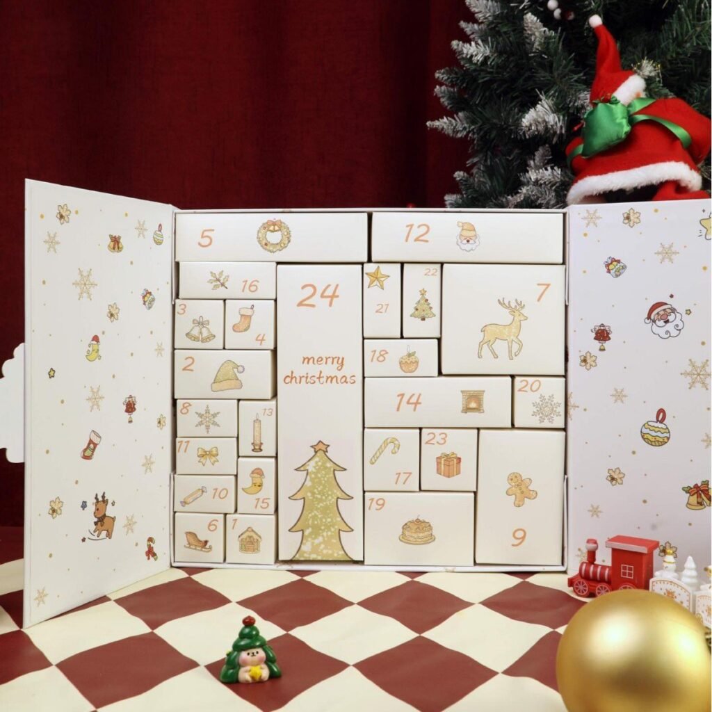 White Reindeer Advent Calendar Box