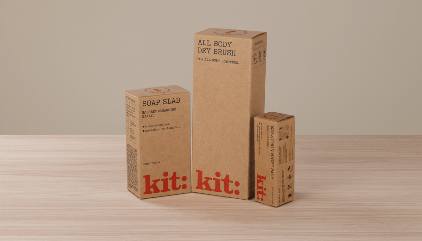 Kraft Retail Boxes with Red Brand Print